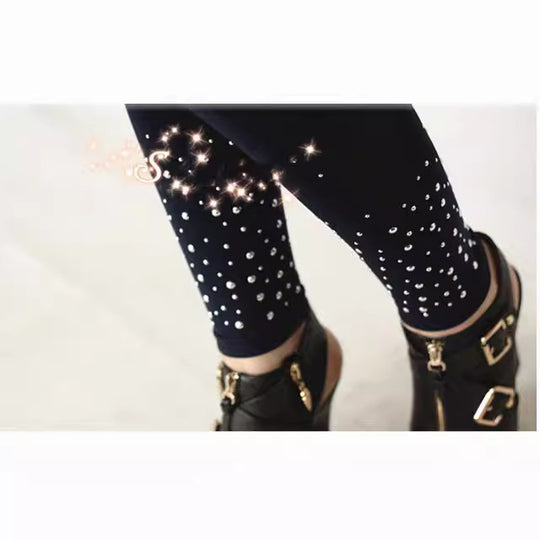 Damen Hochwertige Leggings mit funkelnden Applikationen EB