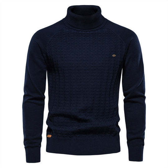 Herren Strickpullover mit modischem Stehkragen und strukturiertem Design EB