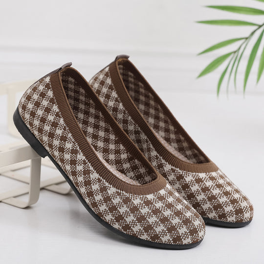 Damen Modische Ballerinas mit atmungsaktivem Strickoberteil EB
