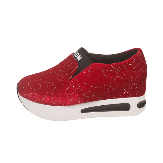 Damen Bequeme Slip-On Sneakers mit Glitzer-Design EB