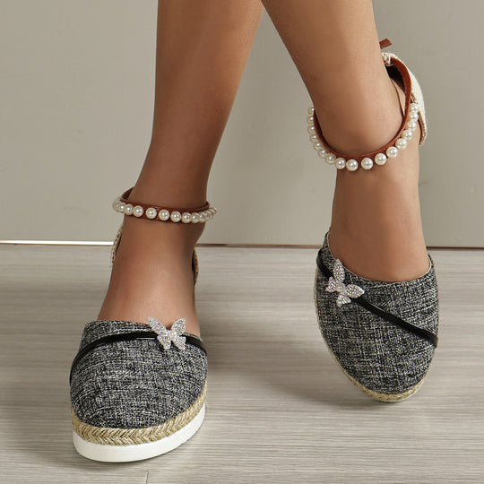 Damen Espadrilles mit funkelnden Schmetterlingsapplikationen EB