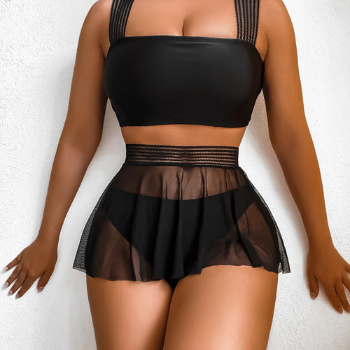 Damen Bikini-Set mit eleganter Chiffon-Rock-Detail EB