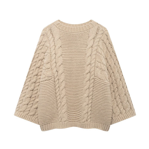 Damen Strickpullover im lässigen Oversize-Schnitt mit aufwendigem Zopfmuster EB