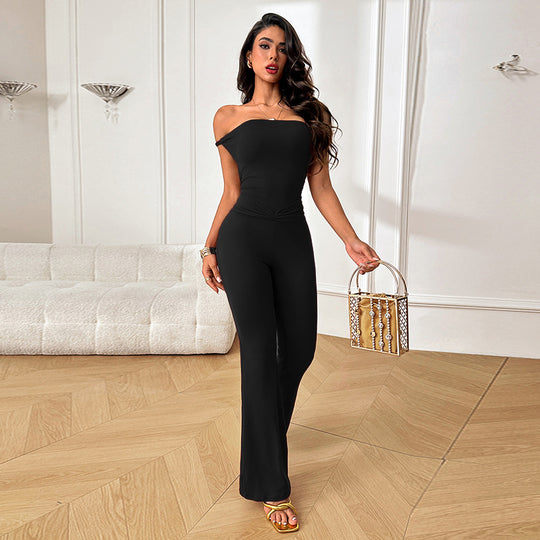 Damen eleganter Off-Shoulder-Jumpsuit mit figurbetontem Design EB