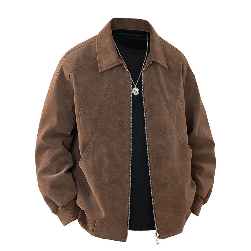 Herren elegante Wildlederjacke mit strukturiertem Schnitt EB