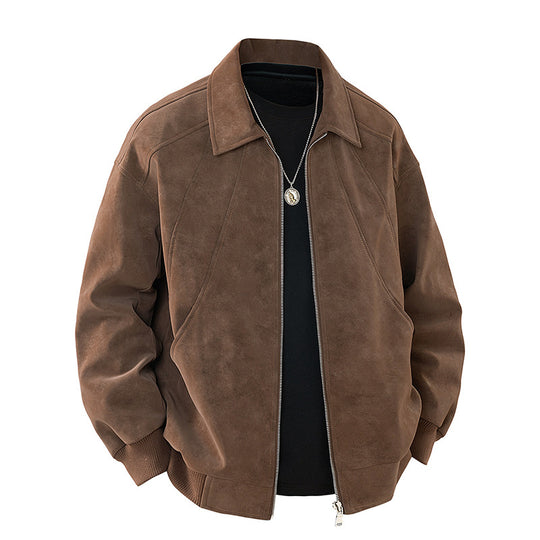 Herren elegante Wildlederjacke mit strukturiertem Schnitt EB