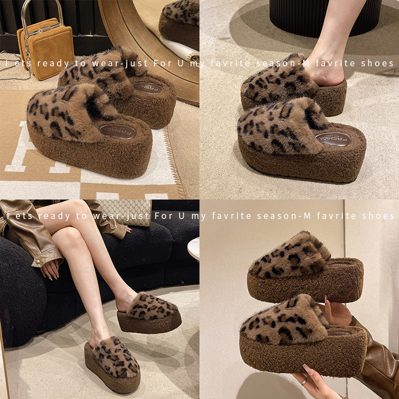 Damen Flauschige Mokassins mit Leopardenmuster EB