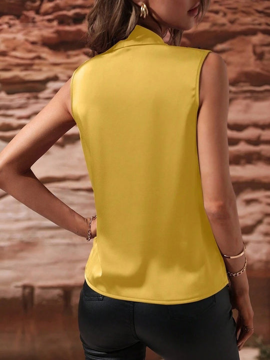 Damen elegantes Oberteil mit Wickeldesign und gerafftem Schnitt EB