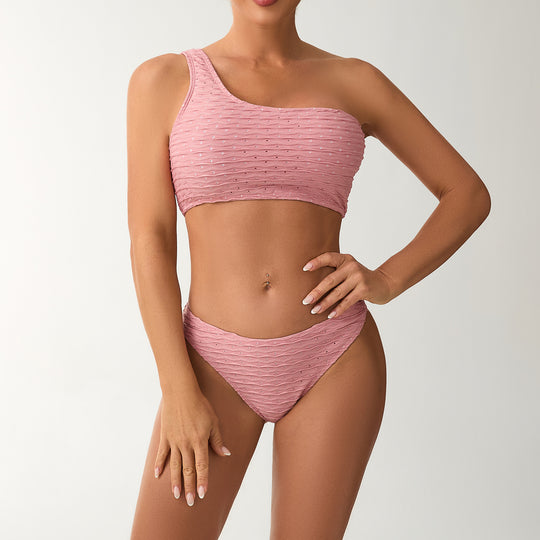Damen Einseitiger Bandeau-Bikini mit strukturierter Oberfläche EB