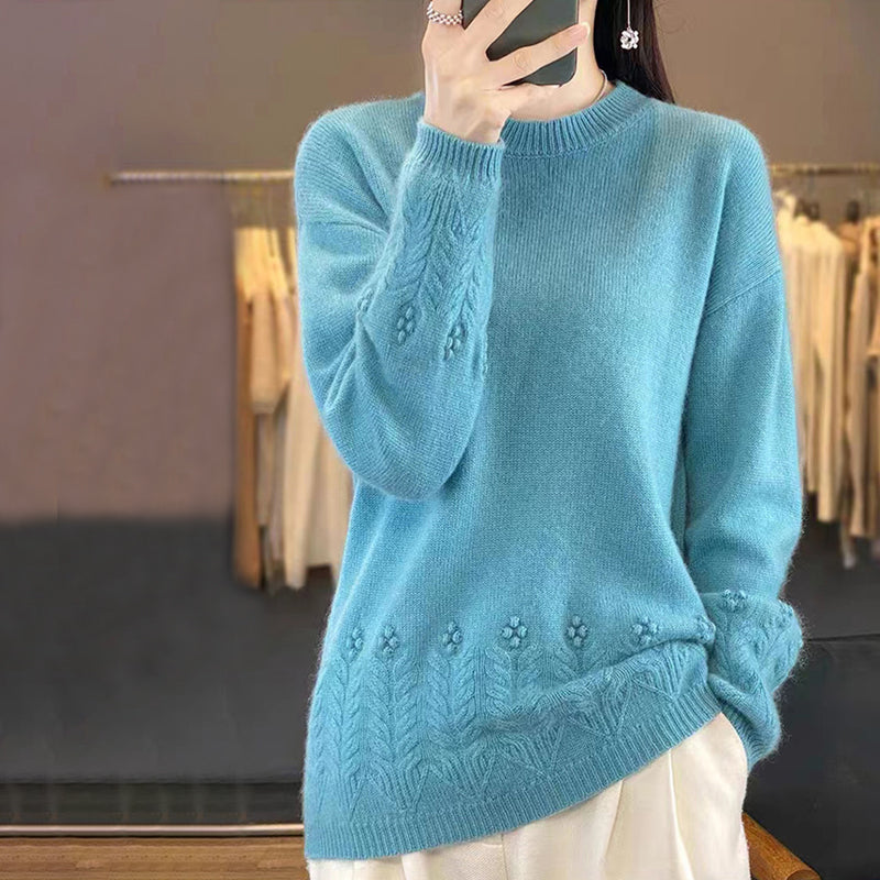 EB | Strickbluse mit Musterdetails Wolle Komfortabel und Elegant