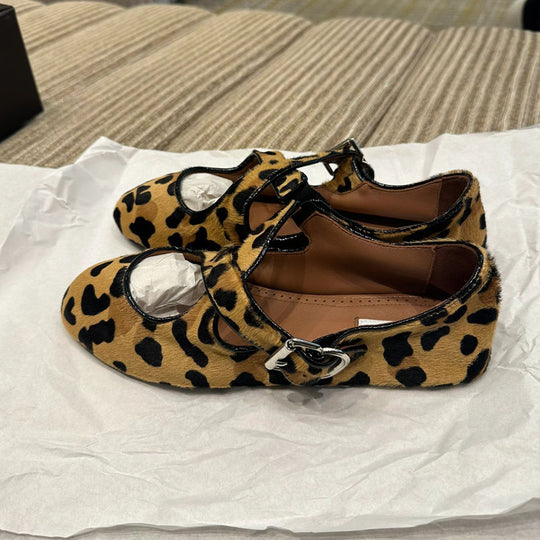 Damen Ballerinas mit elegantem Leopolddesign und modischem Schnallenakzent EB