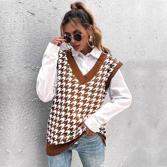 Damen Pullover-Pärchen im zeitlosen Hahnentrittmuster EB