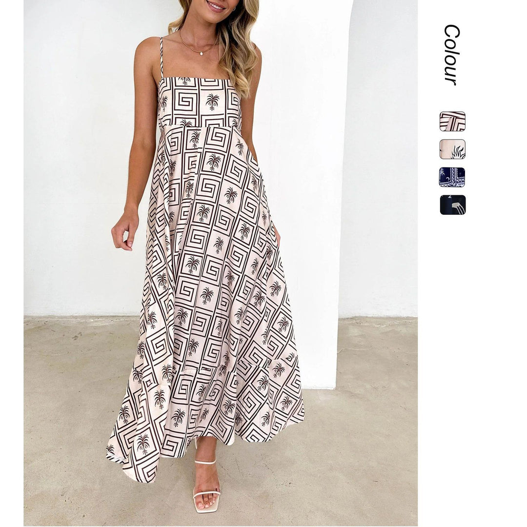 Damen Bohemian Maxikleid mit verspieltem Print und luftiger Silhouette EB