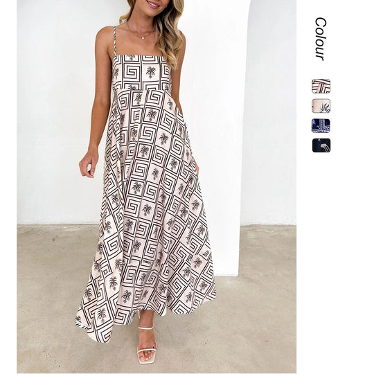 Damen Bohemian Maxikleid mit verspieltem Print und luftiger Silhouette EB