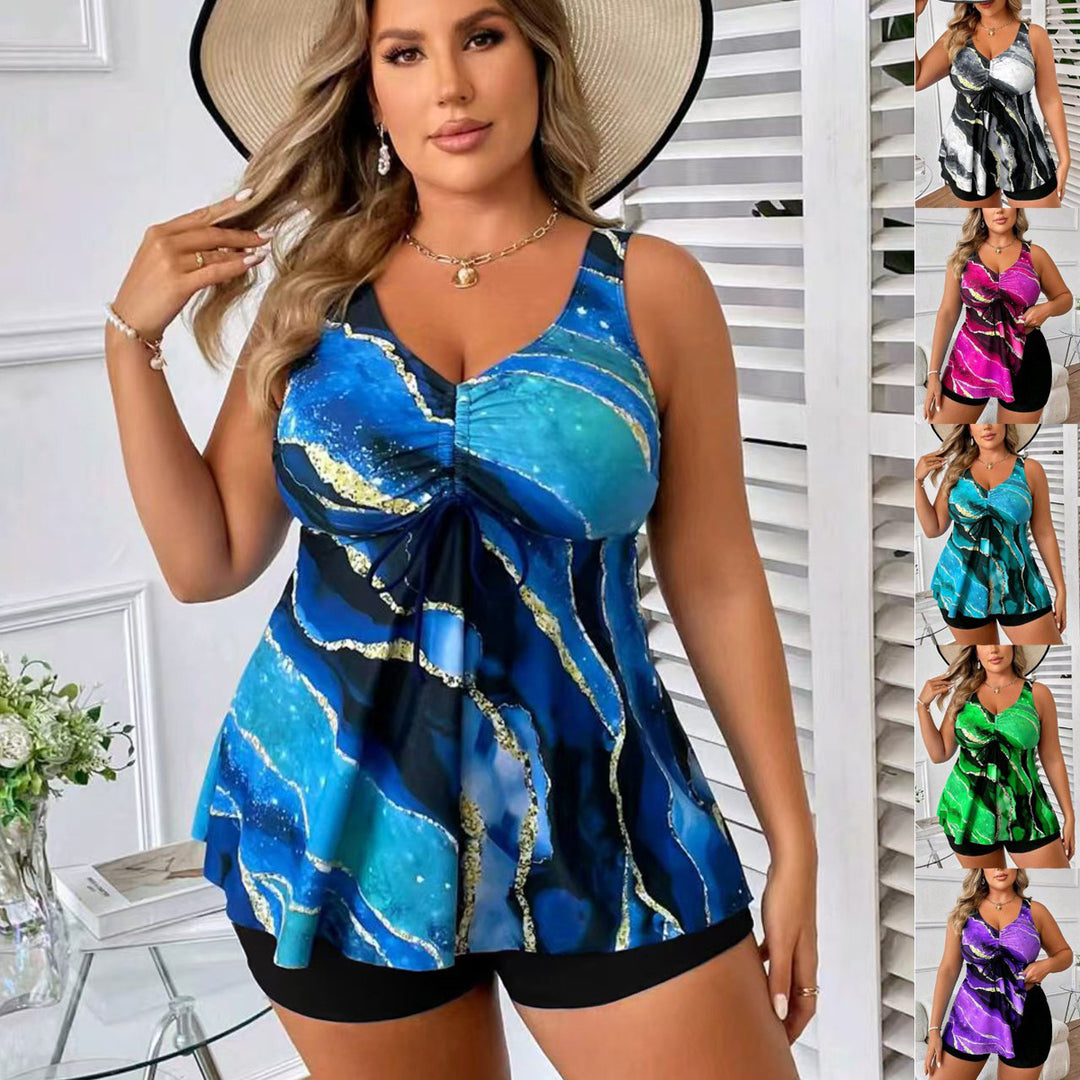 Damen Tankini-Top mit Seitenschleife und modischem Muster EB