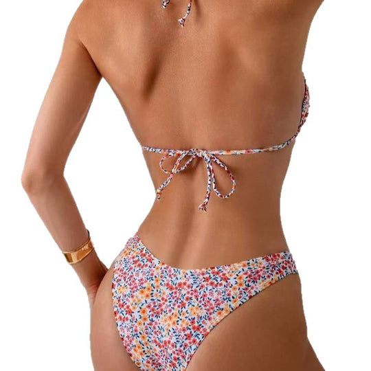Damen Triangel-Bikini mit floralem Muster und verstellbaren Trägern EB