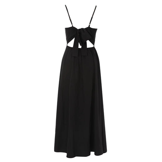 Damen Maxikleid mit raffinierter Knopfdetail und elegantem tiefem Ausschnitt EB