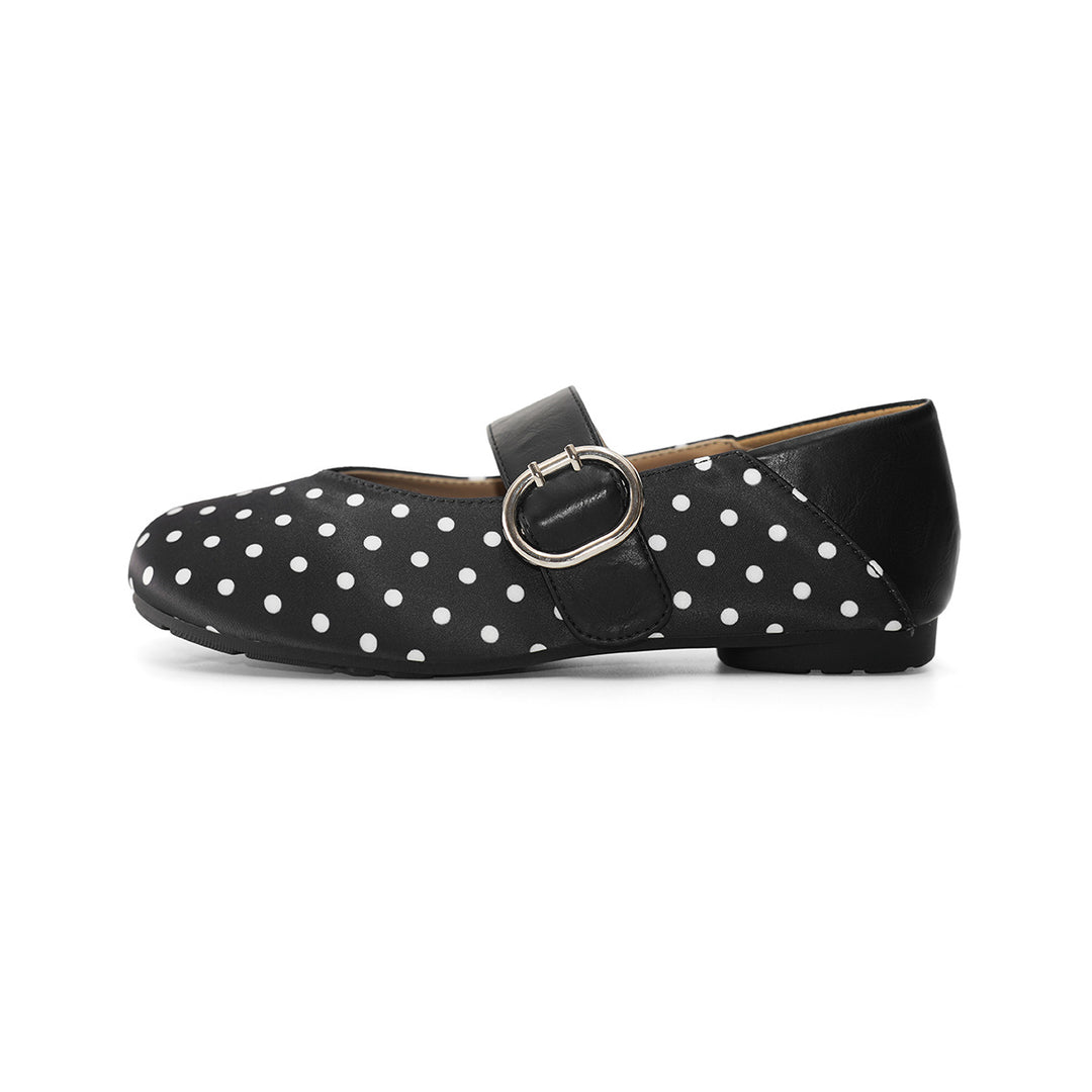 Damen Ballerinas mit modischem Gurt und Punkte-Design EB