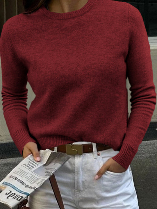 Damen nan kurz geschnittener Feinstrickpullover mit weitem U-Boot-Ausschnitt und gerippten Bündchen EB