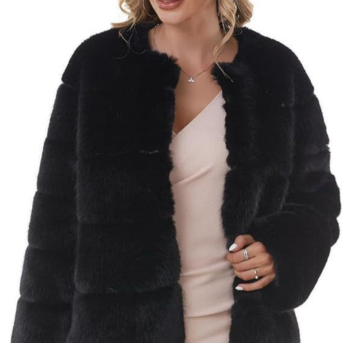 Damen Modischer Kunstfell-Jacke mit strukturiertem Design EB
