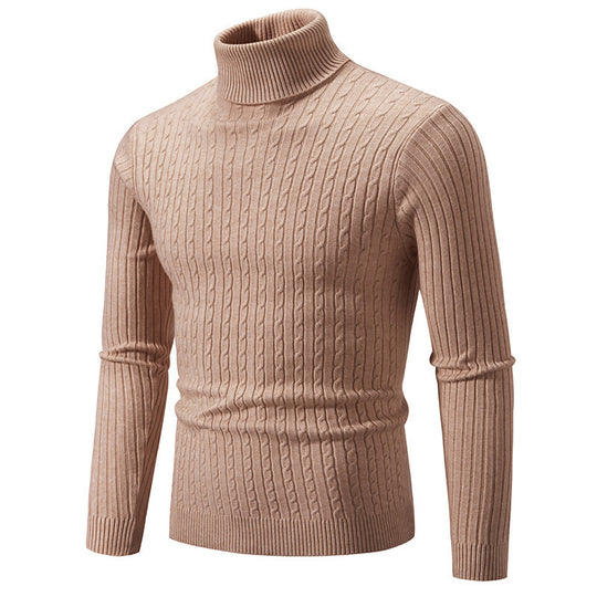 Herren nan Rollkragenpullover mit Zopfstrick und schlanker Passform EB