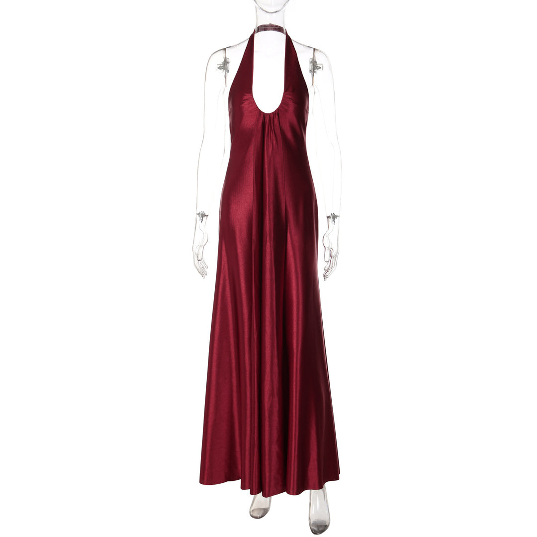 Damen Maxi Kleid mit eleganter Halterneck-Detaillierung und fließendem Schnitt EB