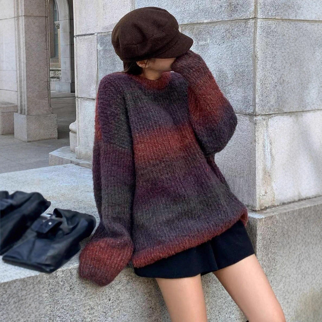 Damen Oversized Strickpullover mit modernem Farbverlauf und weichem Material EB