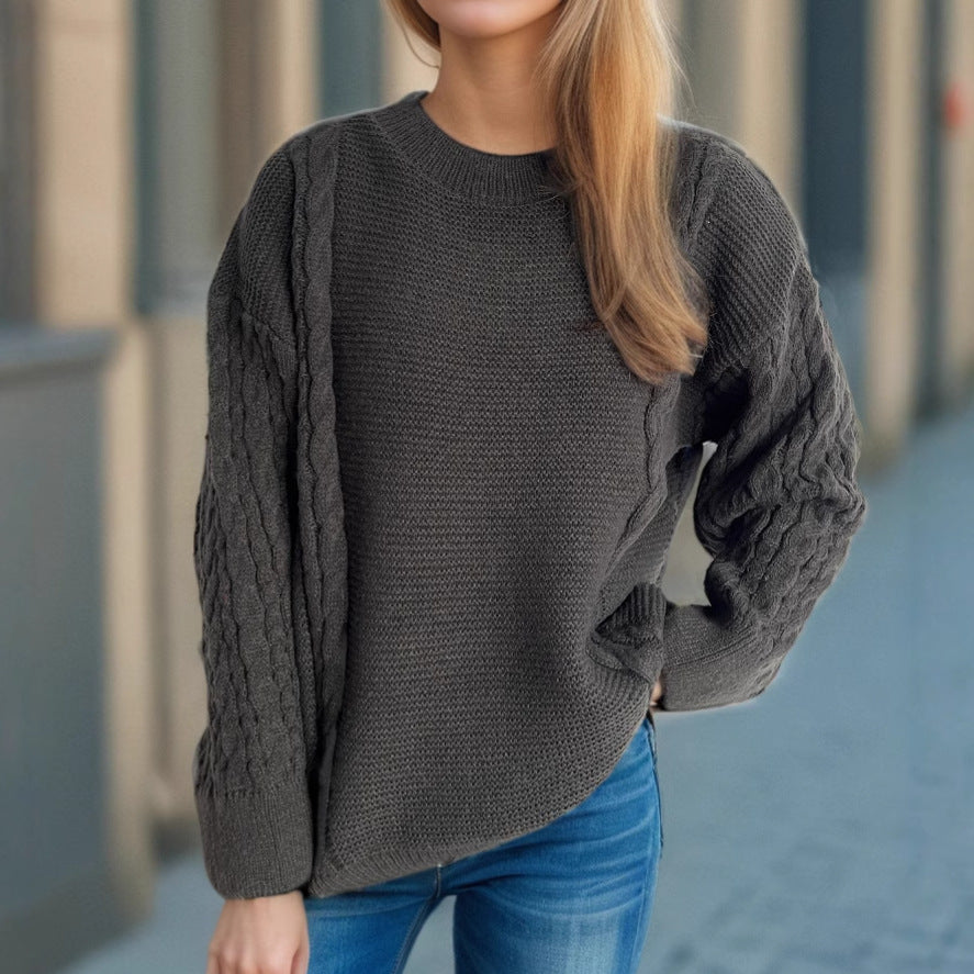Damen Grobstrickpullover mit eleganten Zopfmuster und lässigem Schnitt EB