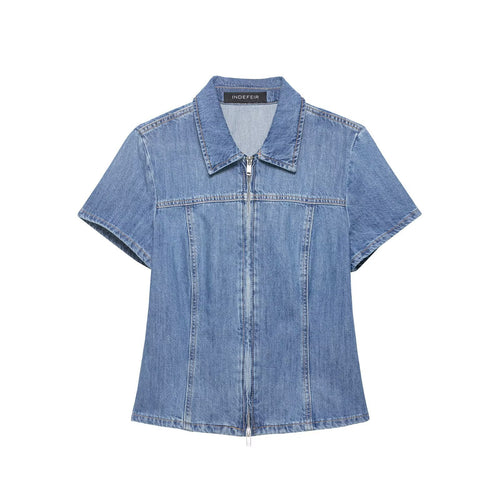Damen Denim Kurzjacke mit Reißverschluss EB