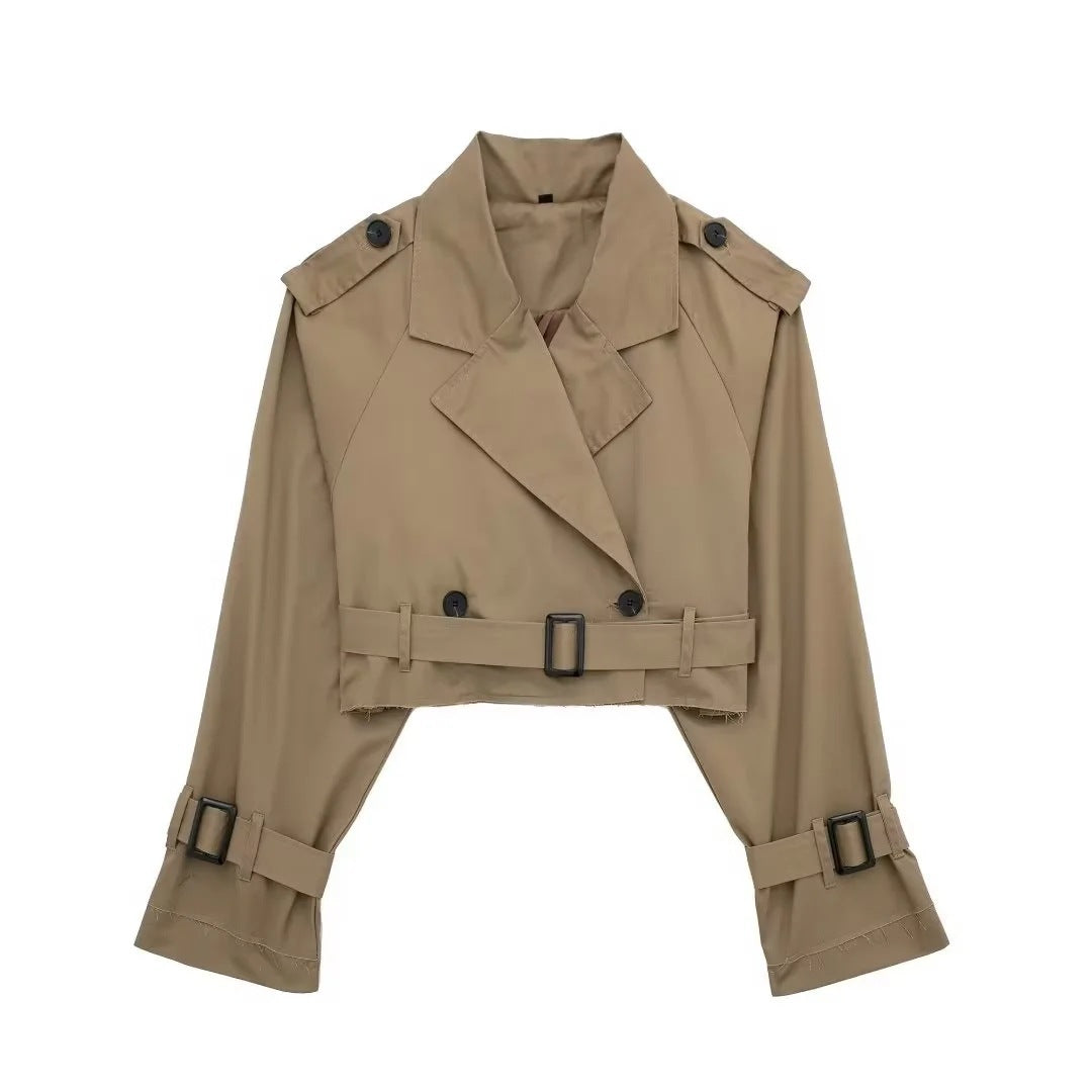 Damen moderne cropped Trenchjacke EB