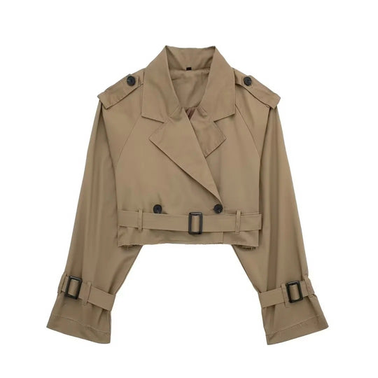 Damen moderne cropped Trenchjacke EB