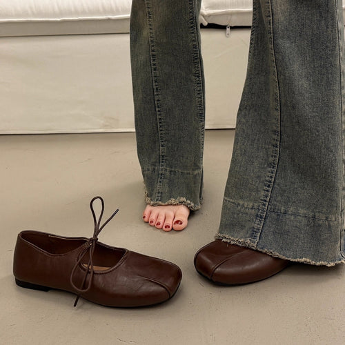 Damen Ballerina-Schuhe mit elegantem Schnürdesign und komfortablem Fußbett EB