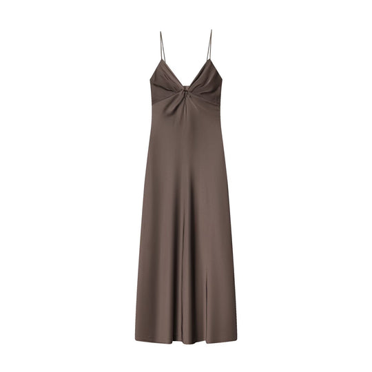 Damen Maxikleid mit elegantem Wasserfallausschnitt und zarter Drapierung EB
