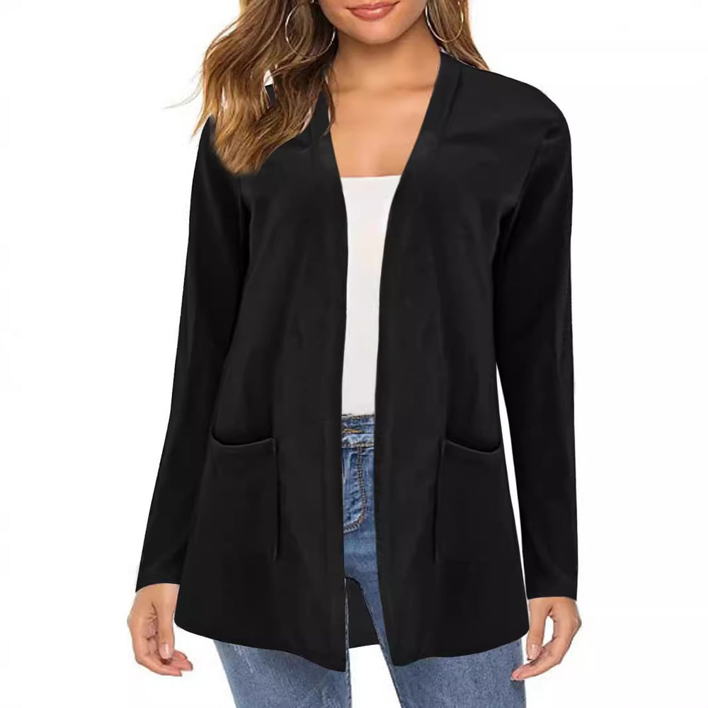 Damen Langarm Cardigan mit praktischen Taschen und offenem Schnitt EB