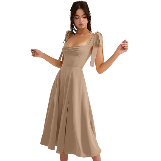Damen Maxikleid mit verstellbaren Trägern und seitlichem Schlitz EB