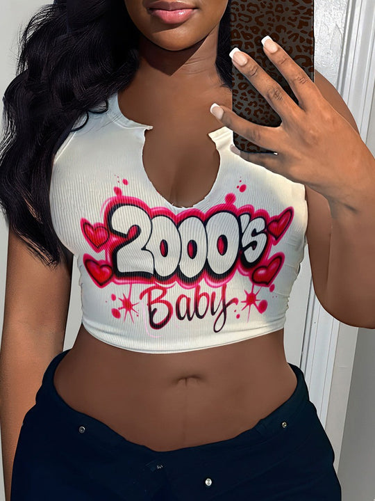 Damen Crop-Top mit auffälligem Schriftzug und lockerer Passform EB