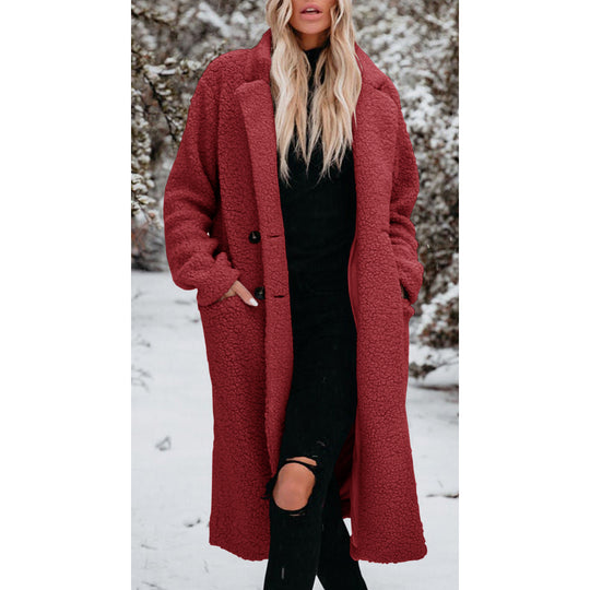 Damen Modischer Teddy-Mantel mit Knöpfen EB