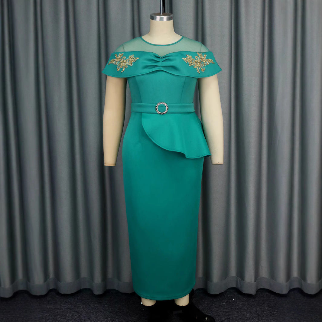 Damen elegantes Wickelkleid mit Schnitt- und Rüschenakzenten EB