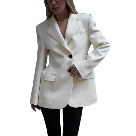 Damen Oversized Longblazer mit betonter Schulterpartie und Pattentaschen EB