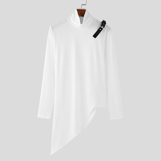 Damen asymmetrisches Longsleeve mit Stehkragen und modernem Riemen EB