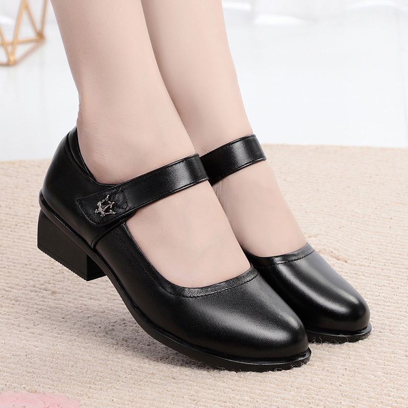 Damen Mary Jane Pumps mit komfortablem Riemen und elegantem Blockabsatz EB