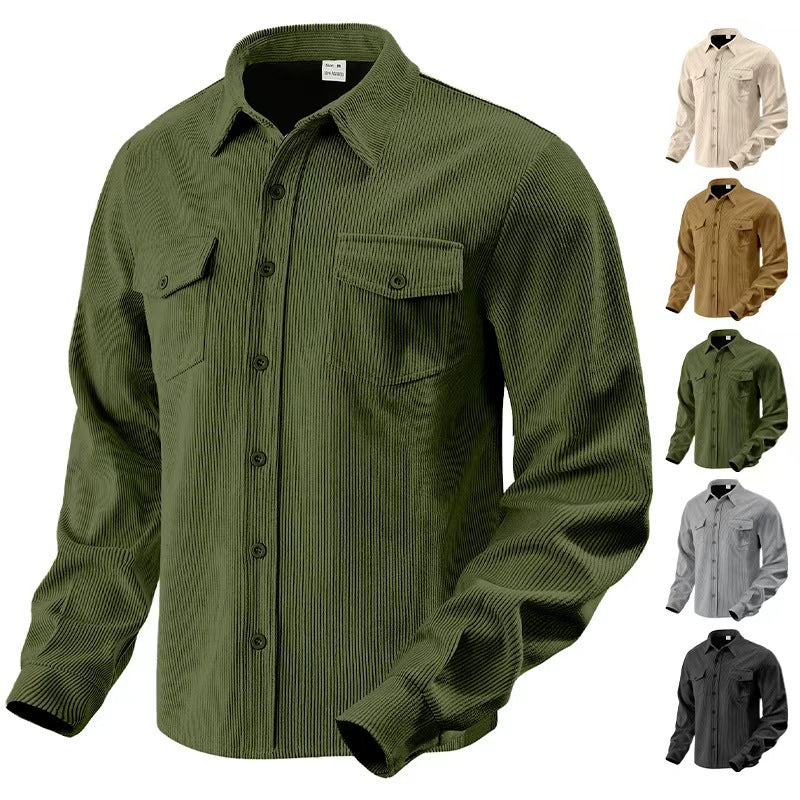 Herren nan Cordjacke im klassischen Arbeiterjacken-Schnitt mit Druckknöpfen und Brusttaschen EB