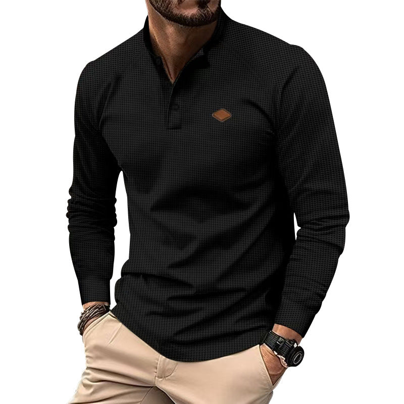 Herren Langarm-Henley-Shirt aus weichem Baumwollmix mit dekorativen Knöpfen EB