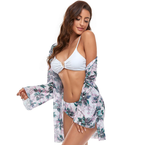 Damen Bikiniset mit transparenter Strandtunika EB