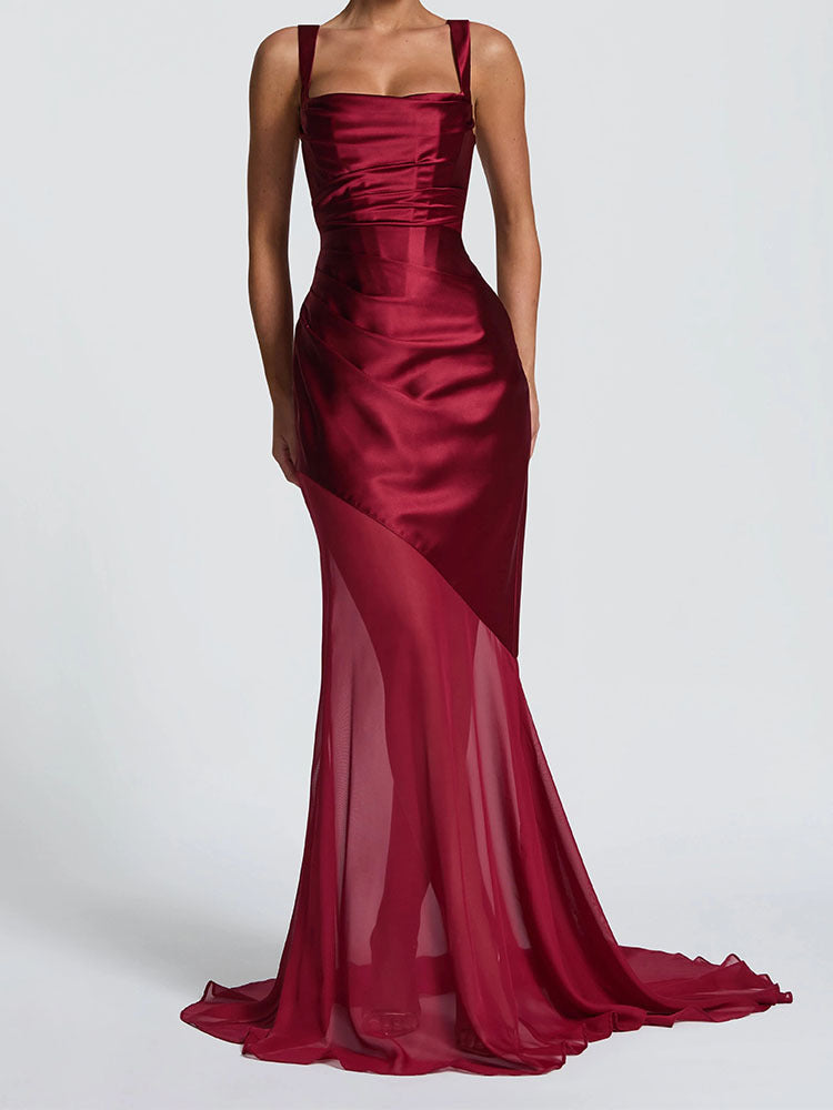 Damen Elegantes Chiffon-Abendkleid mit figurbetontem Schnitt EB