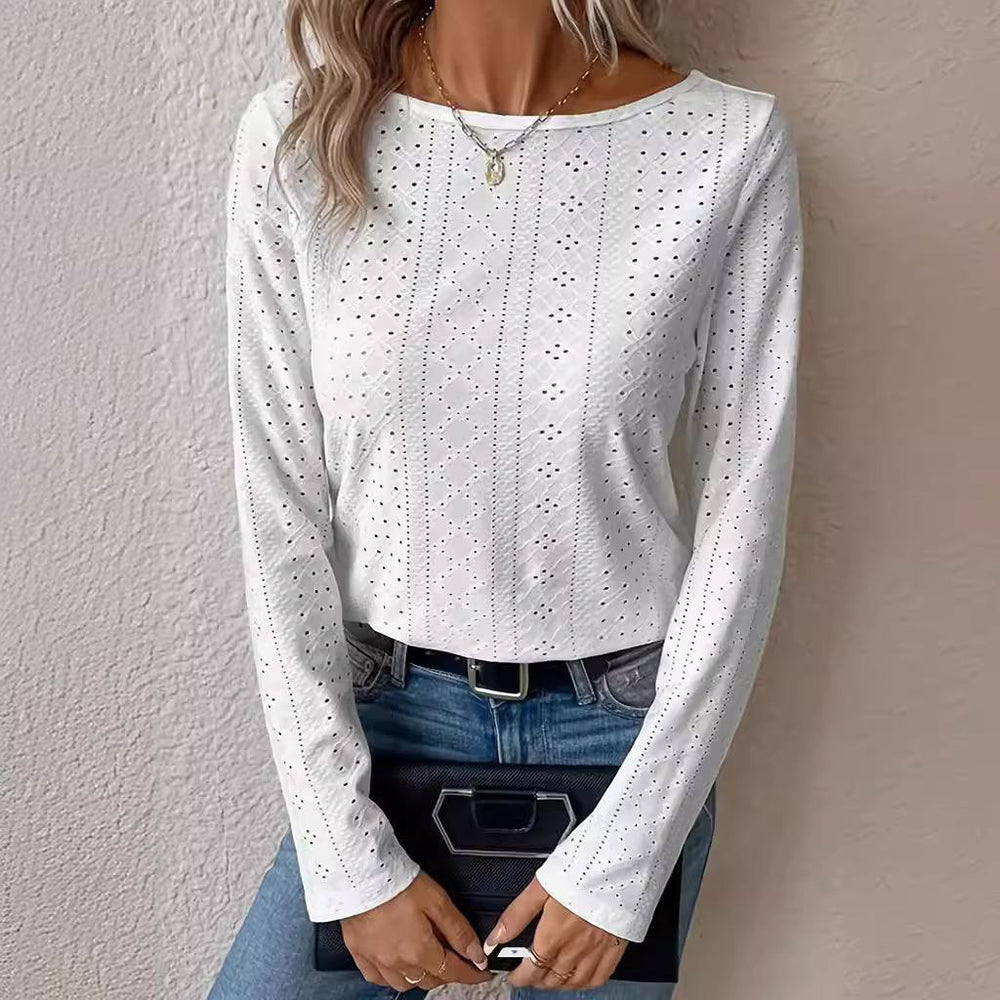 Damen Elegantes Langarmoberteil mit Perforation EB