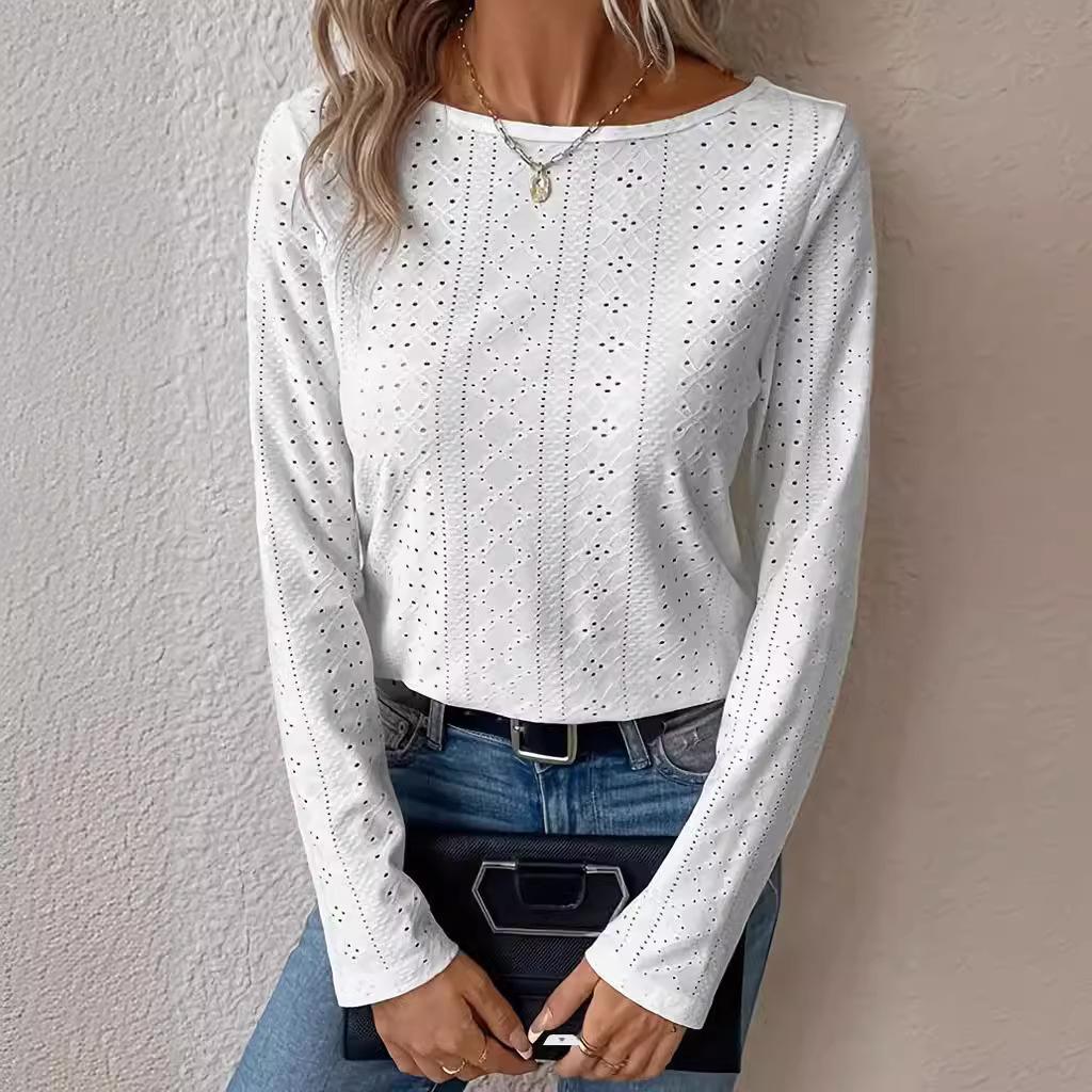 Damen Elegantes Langarmoberteil mit Perforation EB