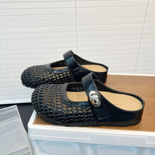 Damen Komfort Clogs mit modischem Flechtmuster und verstellbarem Riemen EB