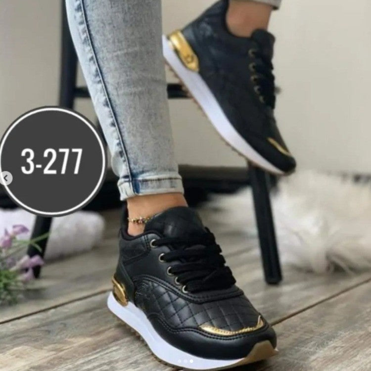 Damen Sportliche Sneakers mit glänzenden Akzenten und dämpfender Sohle EB