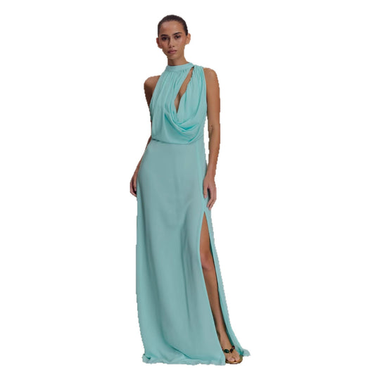 Damen Elegantes Maxi-Kleid mit drapiertem Oberteil EB